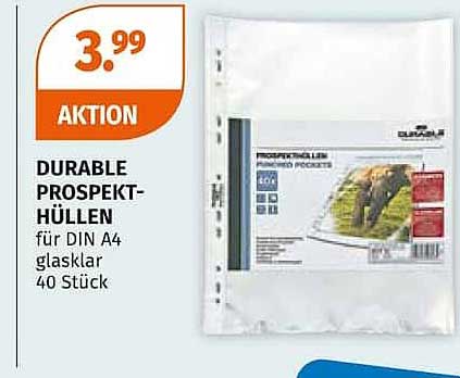 DURABLE PROSPEKT-HÜLLEN für DIN A4 glasklar 40 Stück