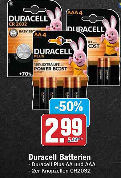 Duracell Batterien - Duracell Plus AA und AAA - 2er Knopfzellen CR2032