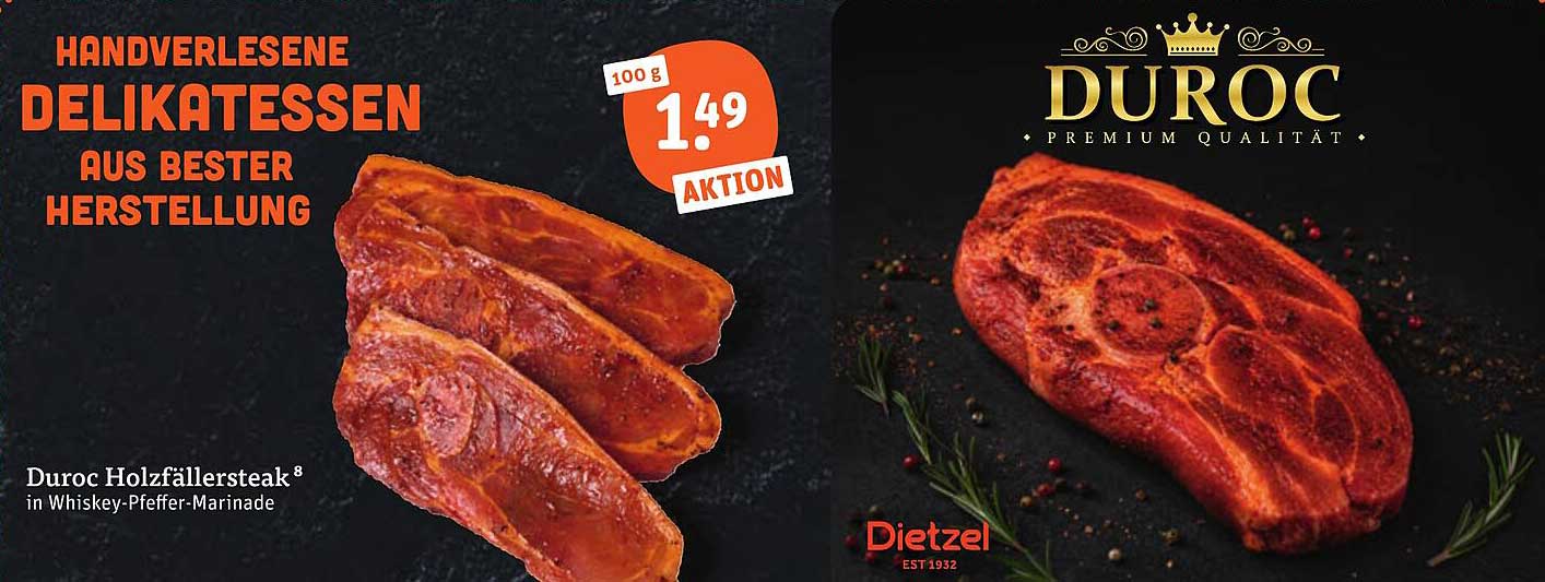 Duroc Holzfällersteak in Whiskey-Pfeffer-Marinade