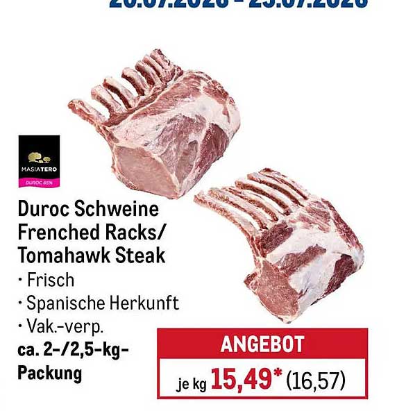 Duroc Schweine Frenched Racks/ Tomahawk Steak