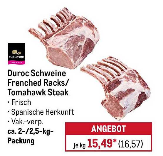 Duroc Schweine Frenched Racks/ Tomahawk Steak