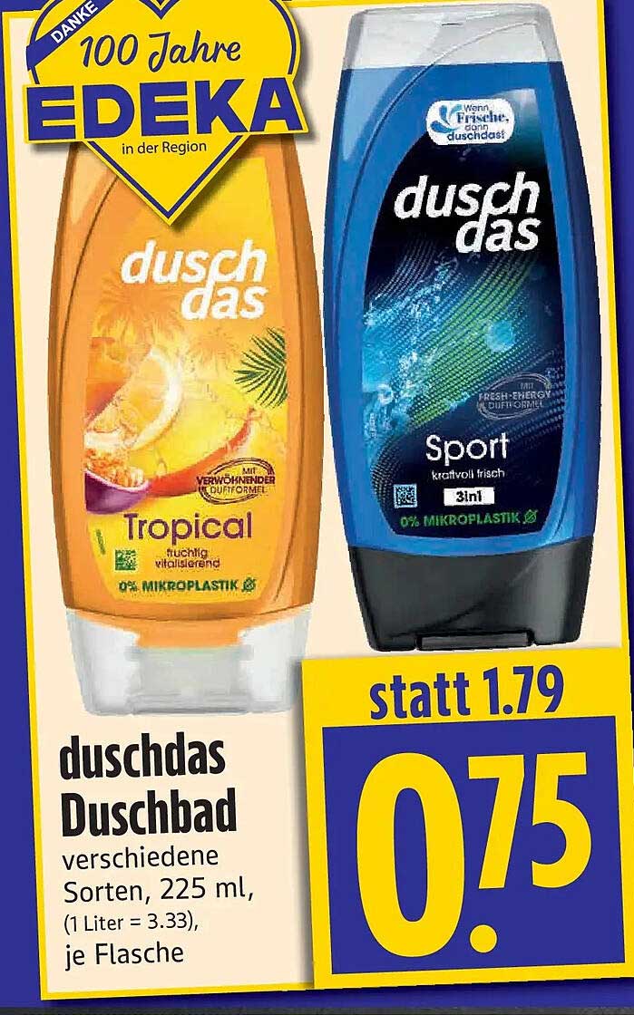 duschdas Duschbad verschiedene Sorten, 225 ml, je Flasche