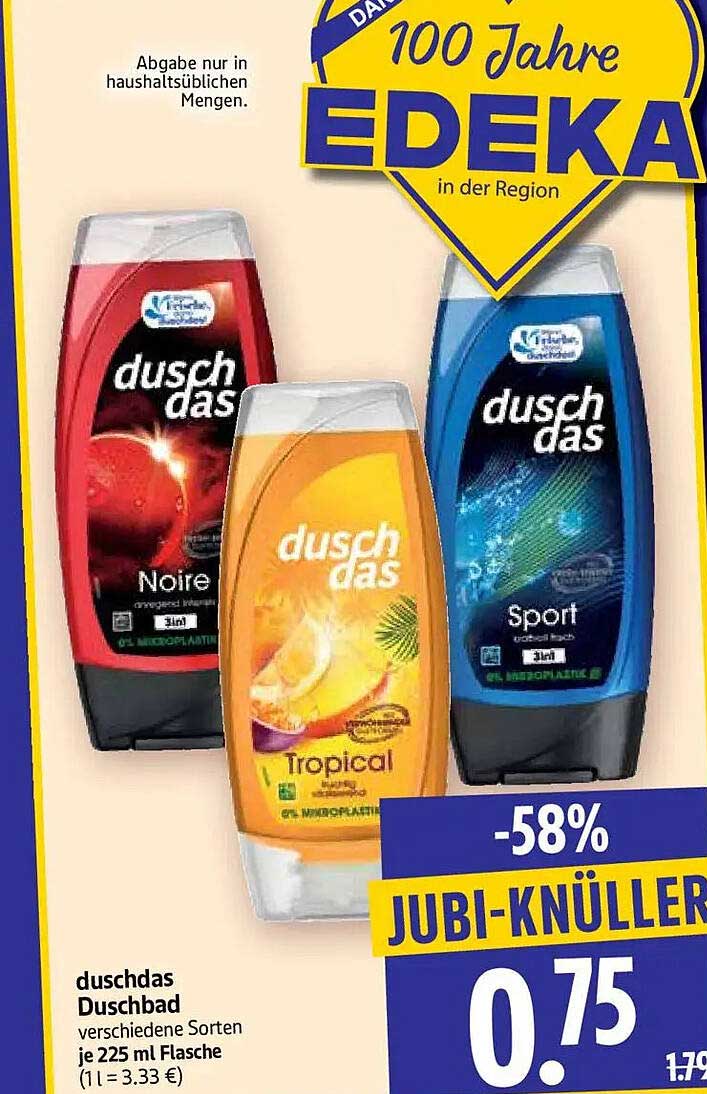 duschdas Duschbad verschiedene Sorten je 225 ml Flasche (1 l = 3.33 €)