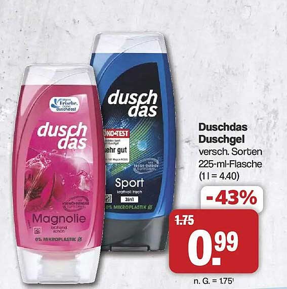 Duschdas Duschgel versch. Sorten 225-ml-Flasche (1 l = 4.40)