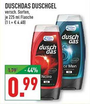 DUSCHDAS DUSCHGEL versch. Sorten, je 225 ml Flasche (1 l = € 4,40)