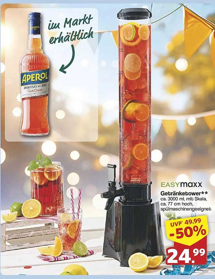 EASYmaxx Getränketower** ca. 3000 ml, mit Skala, ca. 77 cm hoch, spülmaschinengeeignet