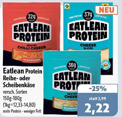 Eatlean Protein Reibe- oder Scheibenkäse versch. Sorten 150g-180g