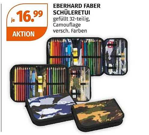 EBERHARD FABER SCHÜLERETUI gefüllt 32-teilig, Camouflage versch. Farben