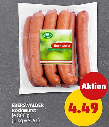 EBERSWALDER Bockwurst* je 800 g (1 kg = 5.61)