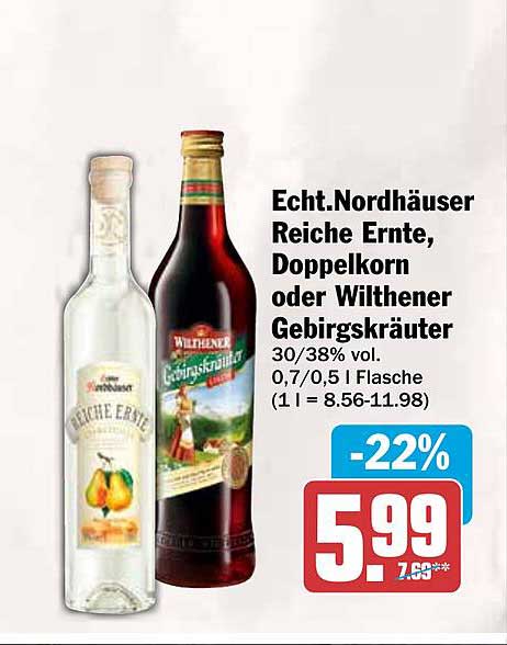 Echt.Nordhäuser Reiche Ernte, Doppelkorn oder Wilthener Gebirgskräuter