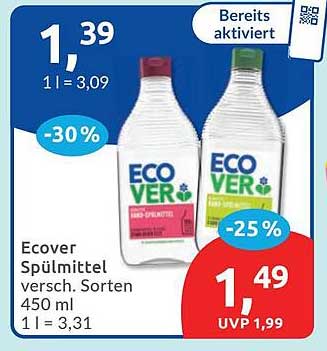 Ecover Spülmittel versch. Sorten 450 ml