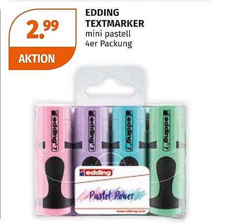 EDDING TEXTMARKER mini pastell 4er Packung
