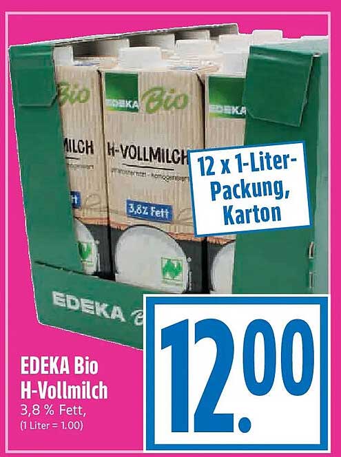 EDEKA Bio H-Vollmilch 3,8 % Fett