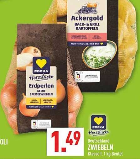 EDEKA Herzstücke Erdbeeren GELBE SPEISEZwiebeln