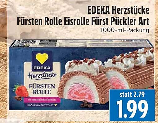 EDEKA Herzstücke Fürsten Rolle Eisrolle Fürst Pückler Art 1000-ml-Packung