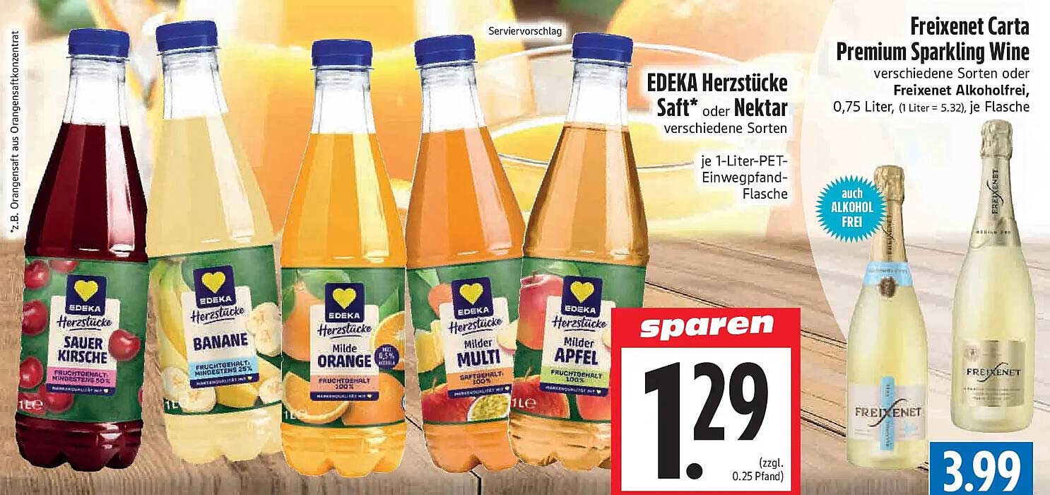 EDEKA Herzstücke Saft* oder Nektar verschiedene Sorten