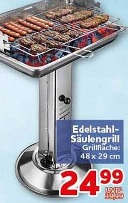 Edelstahl-Säulengrill Grillfläche: 48 x 29 cm