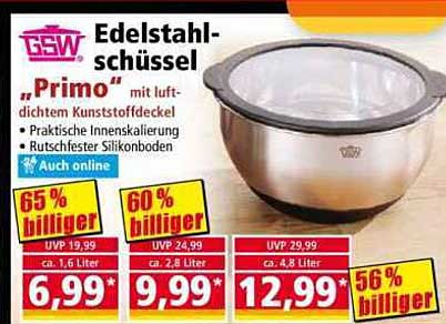 Edelstahl-schüssel „Primo“ mit luft-dichtem Kunststoffdeckel