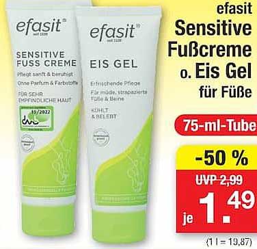 efasit Sensitive Fußcreme o. Eis Gel für Füße