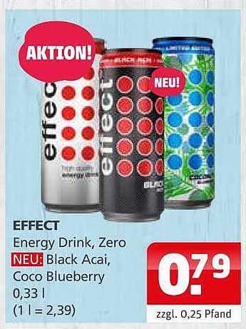 EFFECT Energy Drink, Zero NEU: Black Acai, Coco Blueberry 0,33 l (1 l = 2,39)
