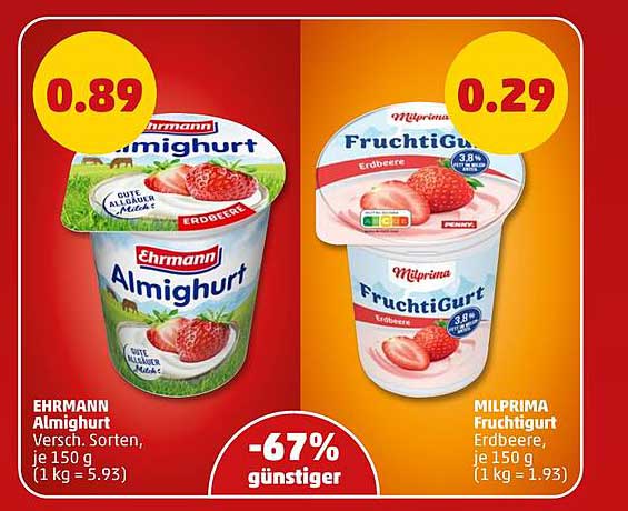 EHRMANN Almighurt Versch. Sorten, je 150 g (1 kg = 5.93)