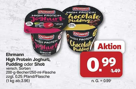 Ehrmann High Protein Joghurt, Pudding oder Shot
