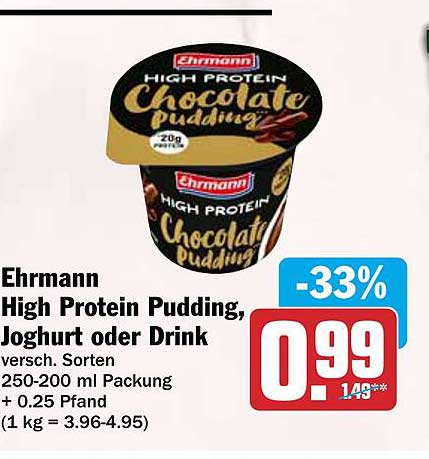 Ehrmann High Protein Pudding, Joghurt oder Drink
