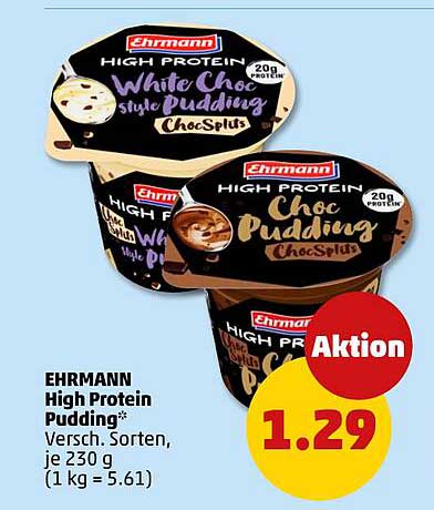 EHRMANN High Protein Pudding* Versch. Sorten, je 230 g (1 kg = 5.61)