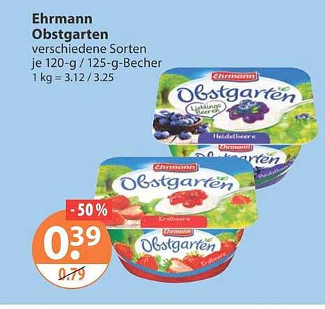 Ehrmann Obstgarten verschiedene Sorten je 120-g / 125-g-Becher