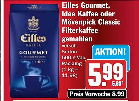 Eilles Gourmet, Idee Kaffee oder Mövenpick Classic Filterkaffee gemahlen