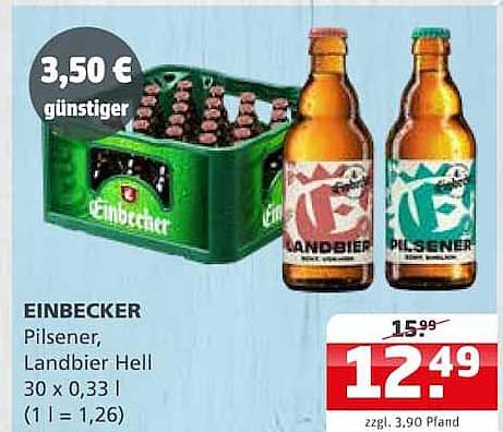 EINBECKER Pilsener, Landbier Hell 30 x 0,33 l (1 l = 1,26)