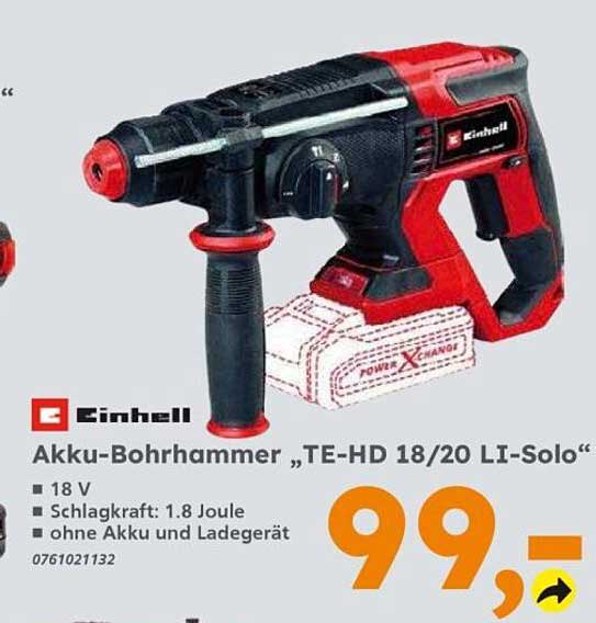 Einhell Akku-Bohrhammer „TE-HD 18/20 LI-Solo“