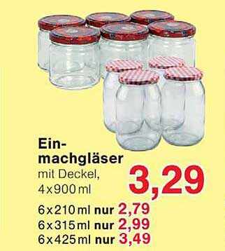Einmachgläser mit Deckel, 4 x 900 ml