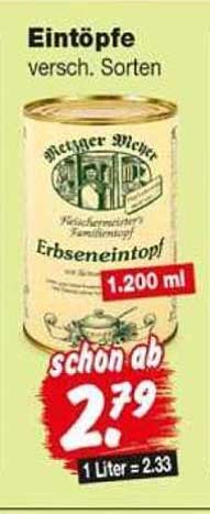 Eintöpfe versch. Sorten Erbseneintopf