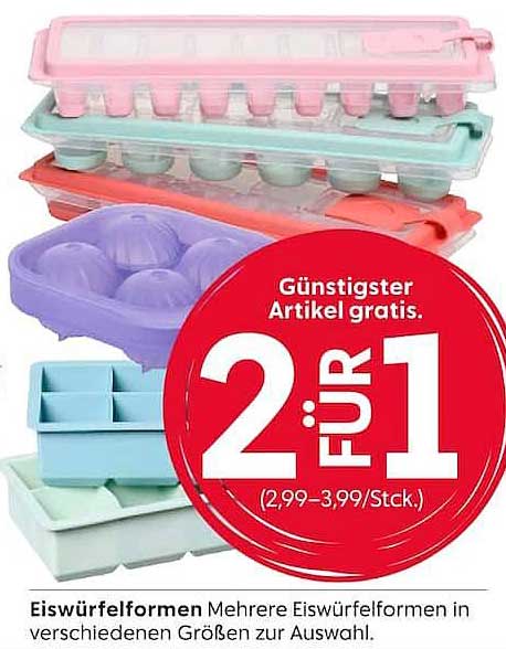 Eiswürfelformen Mehrere Eiswürfelformen in verschiedenen Größen zur Auswahl.