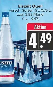 Eiszeit Quell versch. Sorten, 9 x 0,75 l, zzgl. 2,85 Pfand (1 l = 0,67)