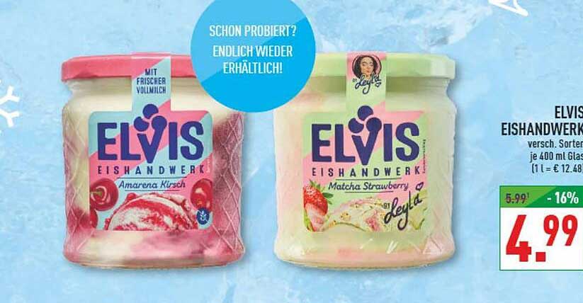 ELVIS EISHANDWERK versch. Sorten, je 400 ml Glas