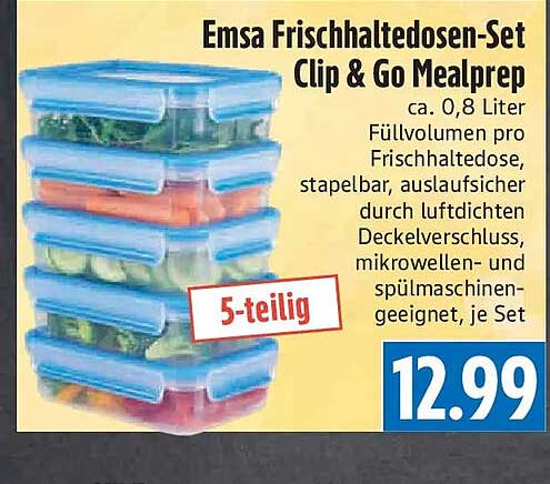 Emsa Frischhaltedosen-Set Clip & Go Mealprep