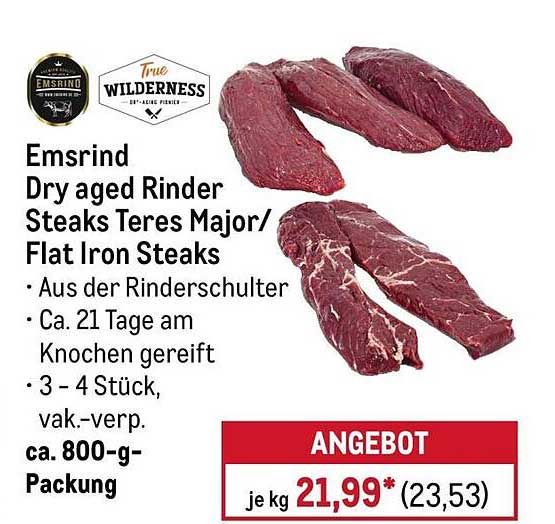 Emsrind Dry aged Rinder Steaks Teres Major/ Flat Iron Steaks