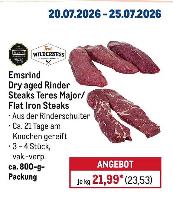 Emsrind Dry aged Rinder Steaks Teres Major/Flat Iron Steaks