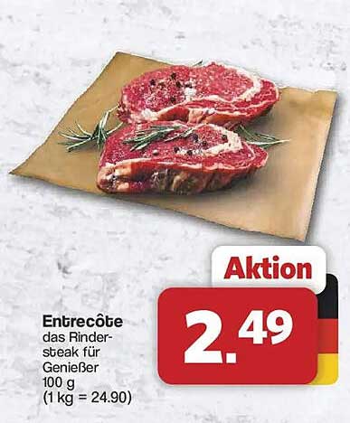 Entrecôte das Rinder-steak für Genießer 100 g (1 kg = 24.90)