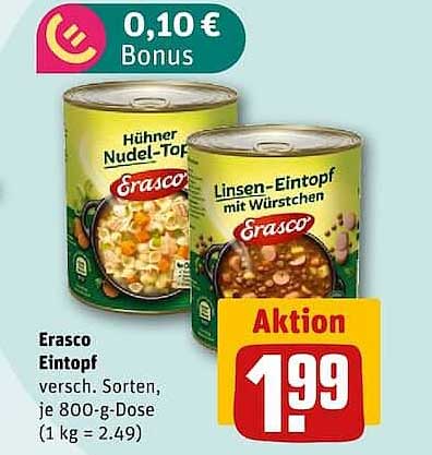 Erasco Eintopf versch. Sorten, je 800-g-Dose (1 kg = 2.49)