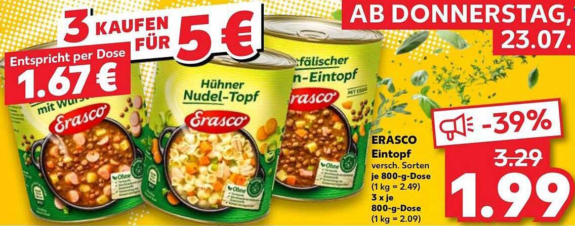 ERASCO Eintopf versch. Sorten je 800-g-Dose (1 kg = 2.49)