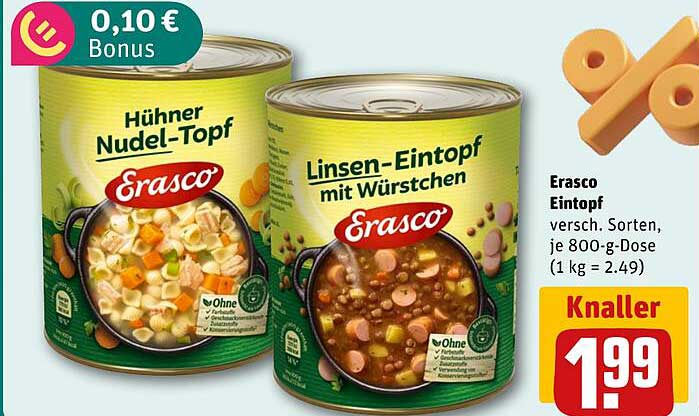 Erasco Eintopf versch. Sorten, je 800-g-Dose (1 kg = 2.49)