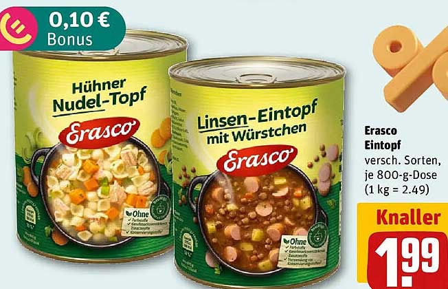 Erasco Eintopf versch. Sorten, je 800-g-Dose (1 kg = 2.49)