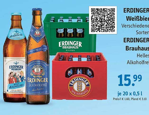 ERDINGER Weißbier Verschiedene Sorten ERDINGER Brauhaus Helles Alkoholfrei