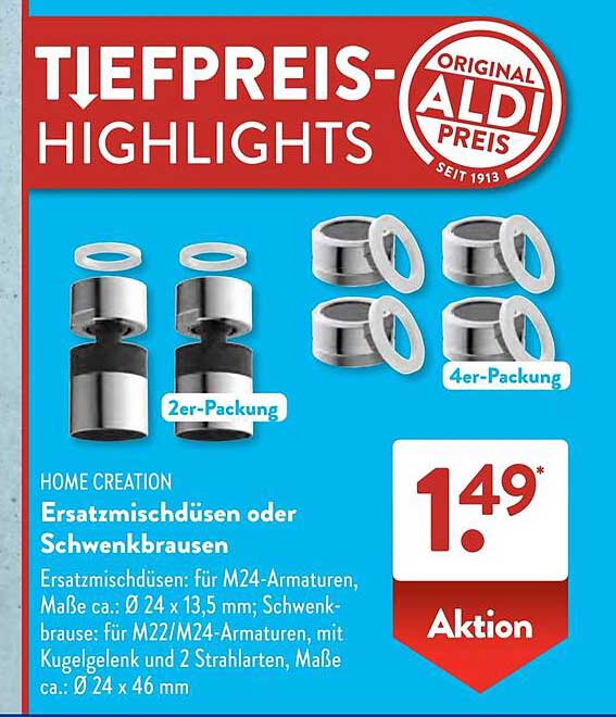 Ersatzmischdüsen oder Schwenkbrausen