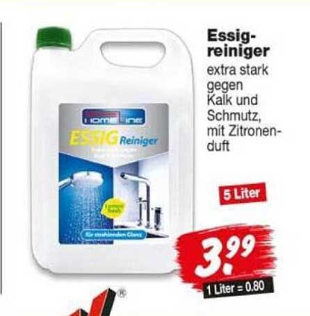 Essigreiniger extra stark gegen Kalk und Schmutz, mit Zitronenduft