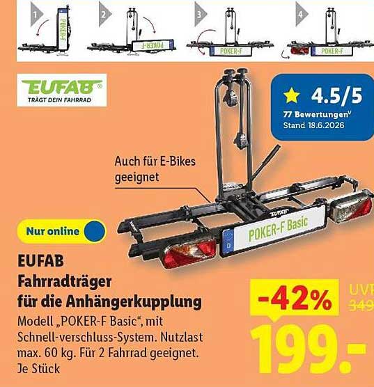 EUFAB Fahrradträger für die Anhängerkupplung
