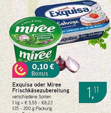 Exquisa oder Mirea Frischkäsezubereitung